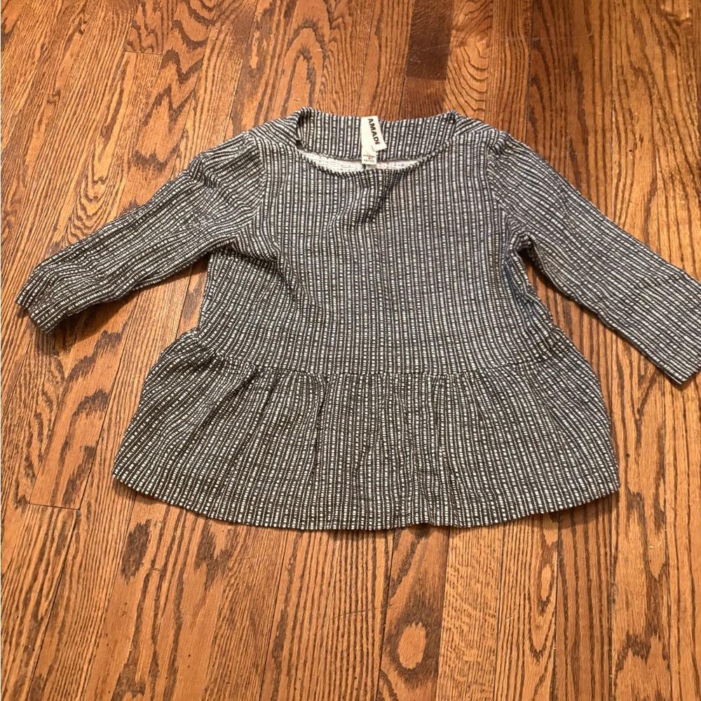 Amadi  Stripe Peplum Half-Sleeve Top